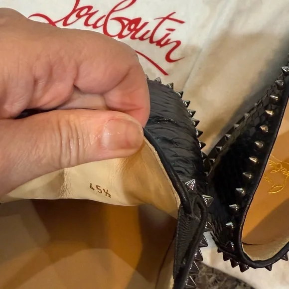 Christian Louboutin Black Studded Loafers 45.5 or size 12.5. Gorgeous shoe !! - Picture 3 of 9